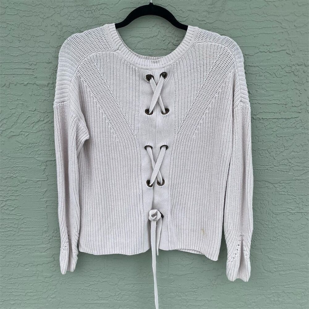 Lucky Brand Women's Light  Lace-Up Back  Sweater Size S
